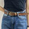 2.8Cm Wide Belt Women'S Decorative Leather Belt Women'S Needle Buckle Pure Cowhide Retro Denim Tide