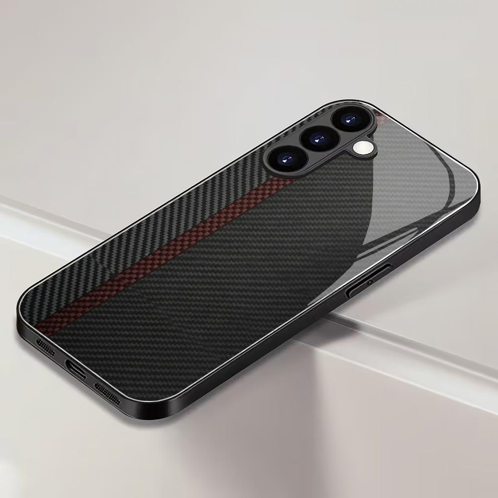 Custodia per telefono in vetro temperato con motivo texturizzato adatta per Samsung Galaxy S26 S25 S24 S23 S22 S20 FE/Ultra/Plus cover posteriore anti-caduta