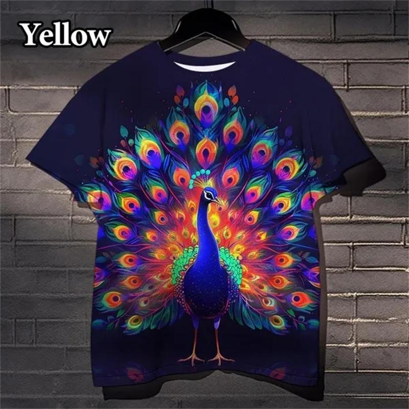 3D Printed Beautiful Peacock T-Shirt For Men Cool Feather Pattern Tees Casual Personality Women Top O-Neck Short Sleeve T Shirts