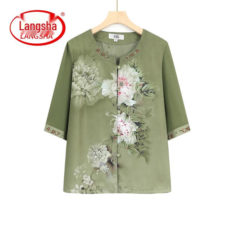 LangSha Women s Chiffon Mid-Sleeve Blouse 2XL