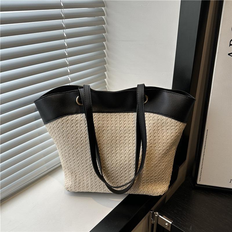 Large capacity casual woven bag women's summer straw bag seaside vacation beach bag versatile commuter shoulder bag