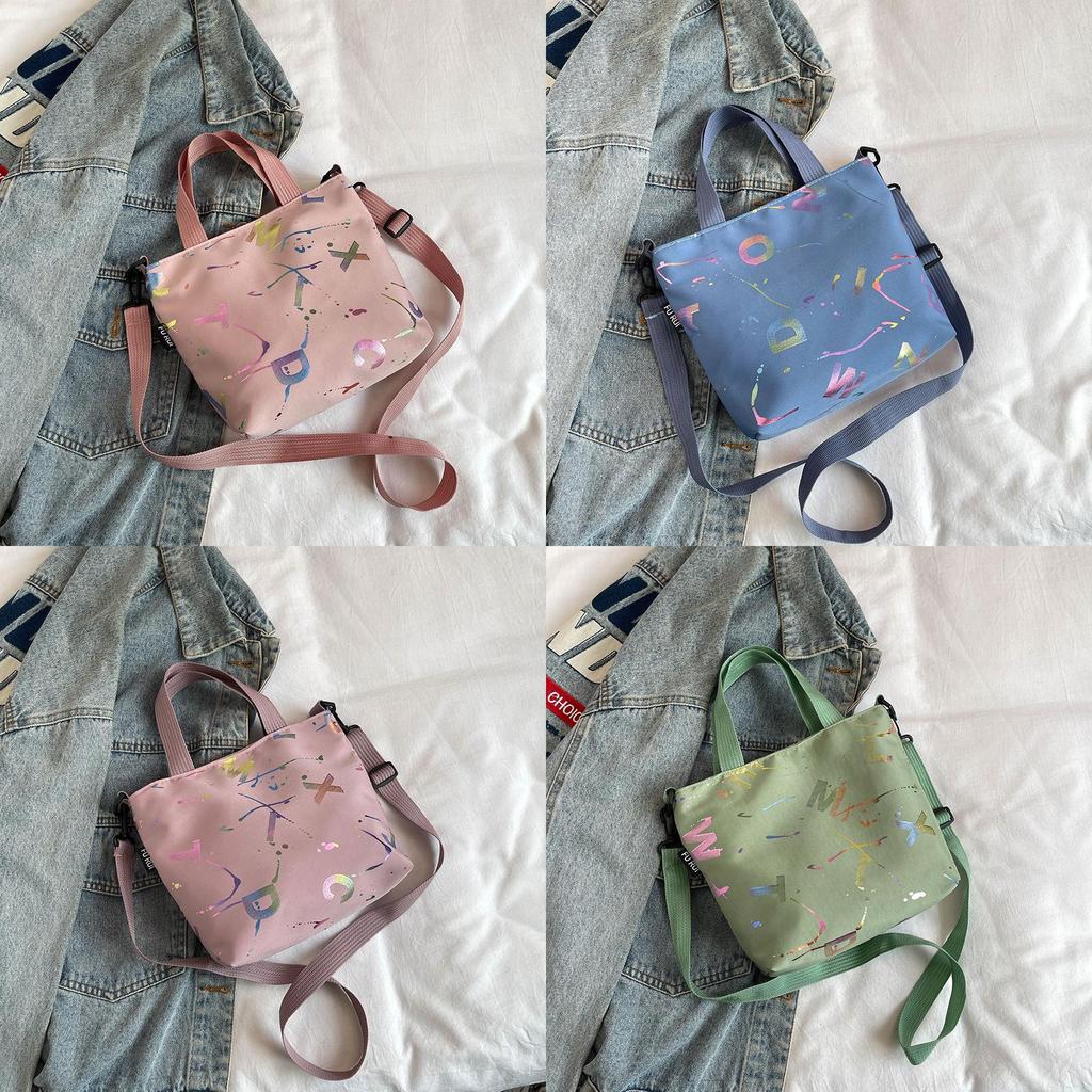 Street Style Nylon Tote Bag With Letter Print For Daily Use