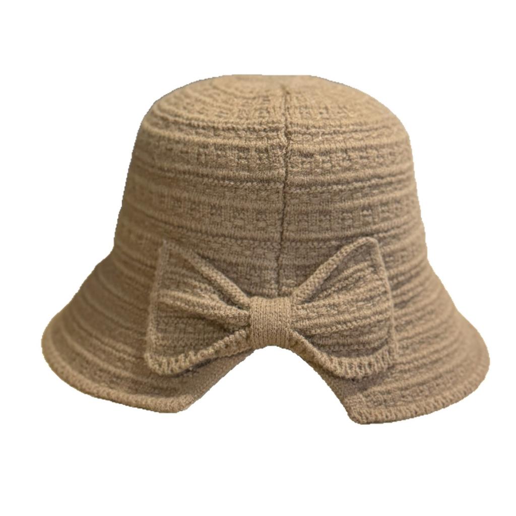 French Style Autumn and Winter Temperament Solid Color Knitted Fisherman Hat for Women Versatile Basin Hat Showing Face Small Face Covering Bucket Hat