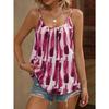 Women Summer New Pink White Brushstroke Print Spaghetti Strap Casual Camisole