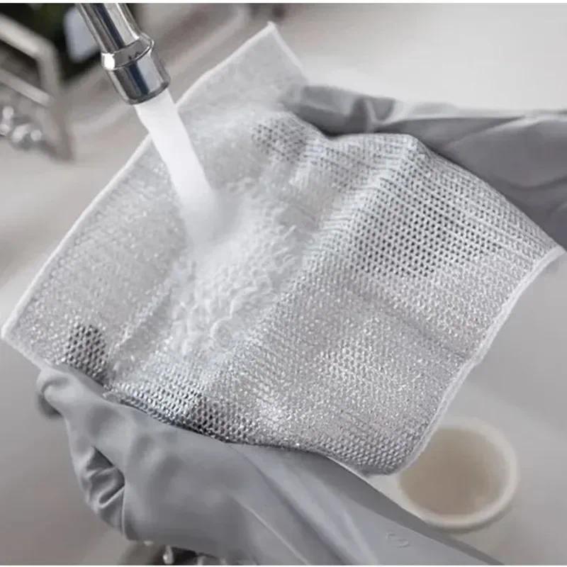 1/5/10pc Steel Wire Dishwashing Cloth Kitchen Cleaning Cloth Non-stick Oil Dish Clean Towel Washing Rag Household Cleaning Cloth