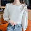 Women Sweaters Pullovers 2025 Summer O-Neck Embroidery Knitted Sweater Women Tops Pullover JJ185