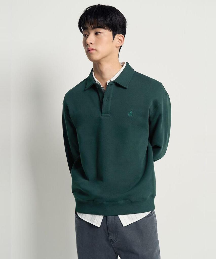 Binpolmen Solid Collared Neck Sweatshirt Green