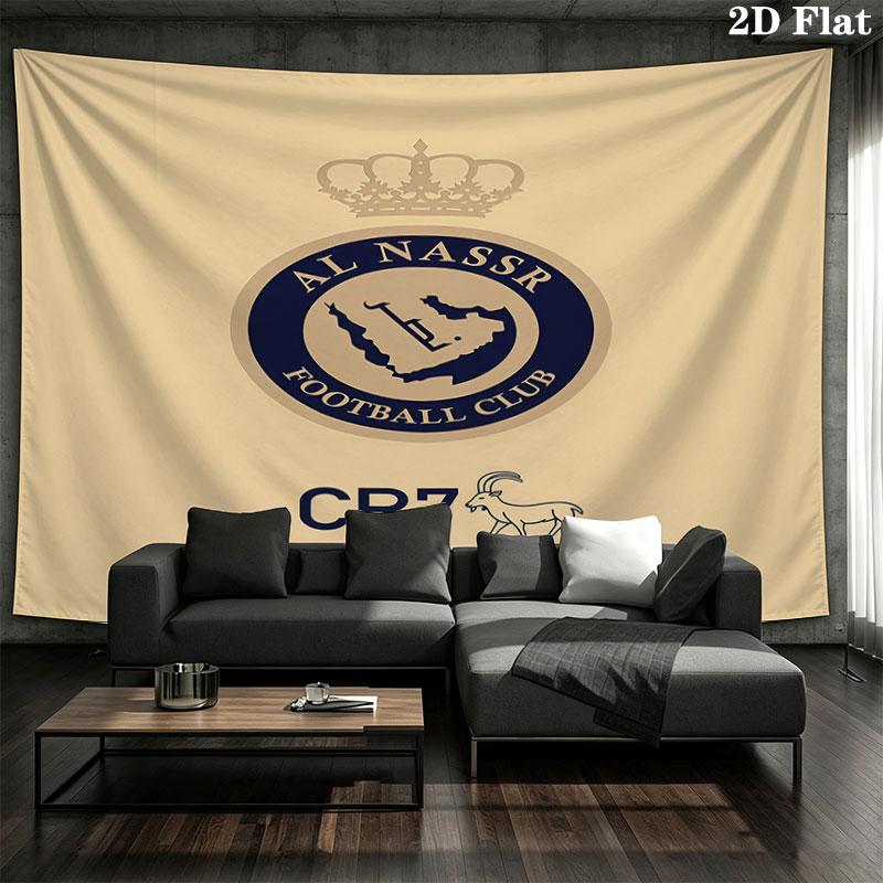 Al-Nassr FC Wandteppich Ästhetischer Wandbehang Bedruckter Stoffdecke Dekorative Wandteppiche für Schlafzimmer Wohnzimmer Heimdekoration