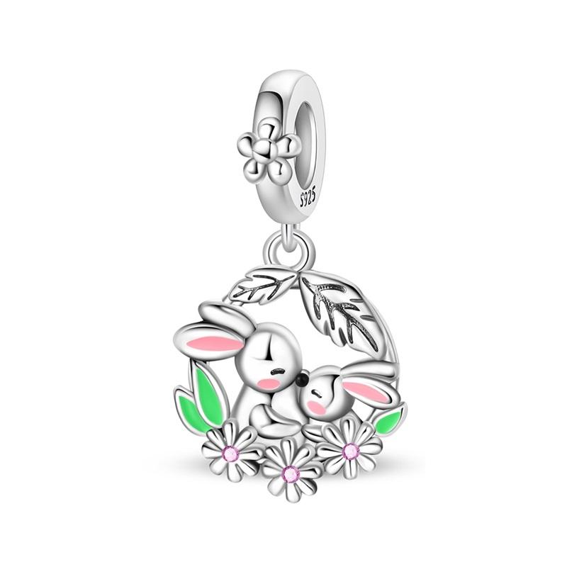 925 Silver Secret Garden Flower Butterfly Charms Pendant For Women Fit Bracelet DIY Birthday Jewelry Gift