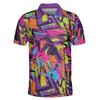 Hip Hop Graffiti Polo Shirt Personality Street Harajuku Fashion Short Sleeve Golf Shirts Colorful Stripe Casual T-shirt