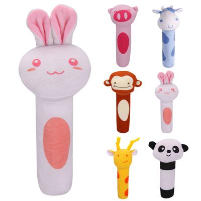 Baby Cute Cartoon Shape Soft Hand Rattle with Sound Gripping Toy Cradle Ornament