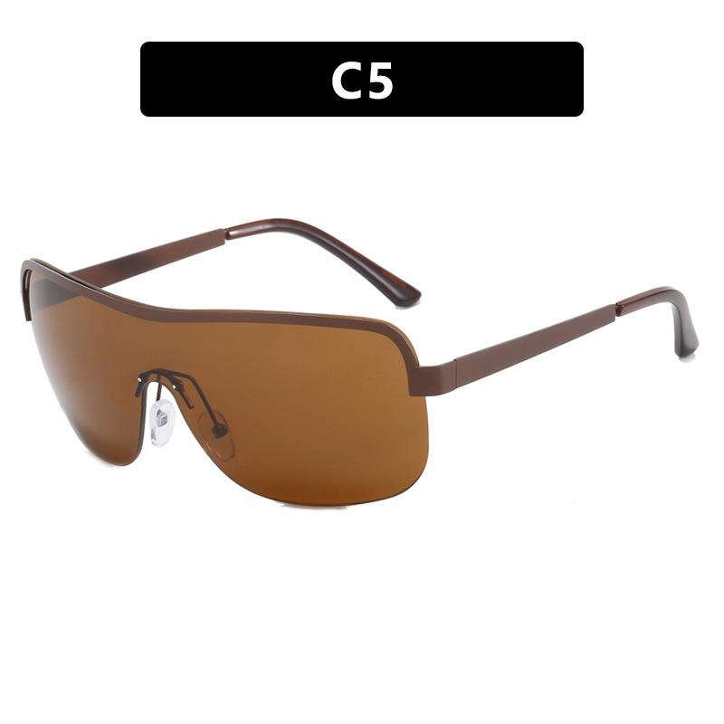 

Цельные солнцезащитные очки Солнцезащитные очки Y2K Полуоправа Солнцезащитные очки для улицы Личность pictured