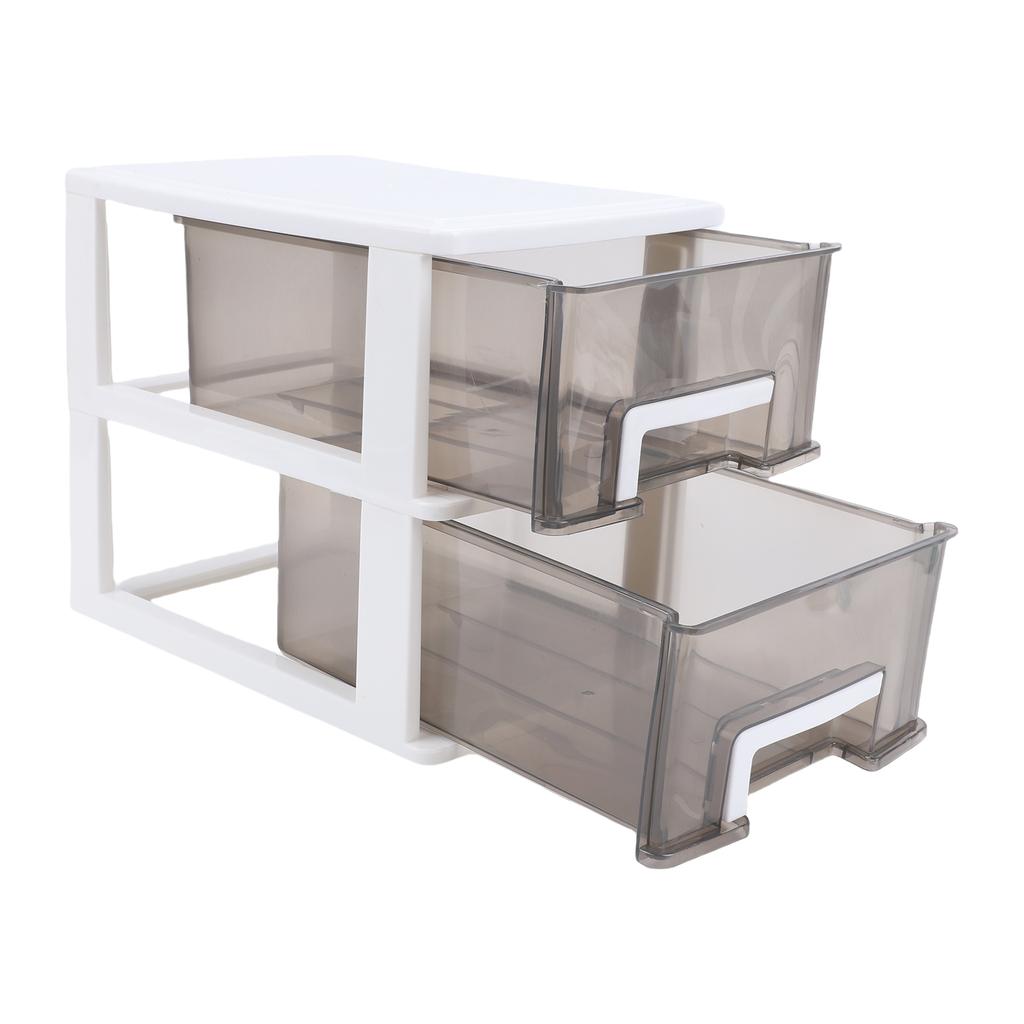 Schreibtisch mit 2 Schubladen, Kunststoff, stapelbar, transparent, Desktop-Aufbewahrungsbox für Büromaterial, für Zuhause, Wohnheim
