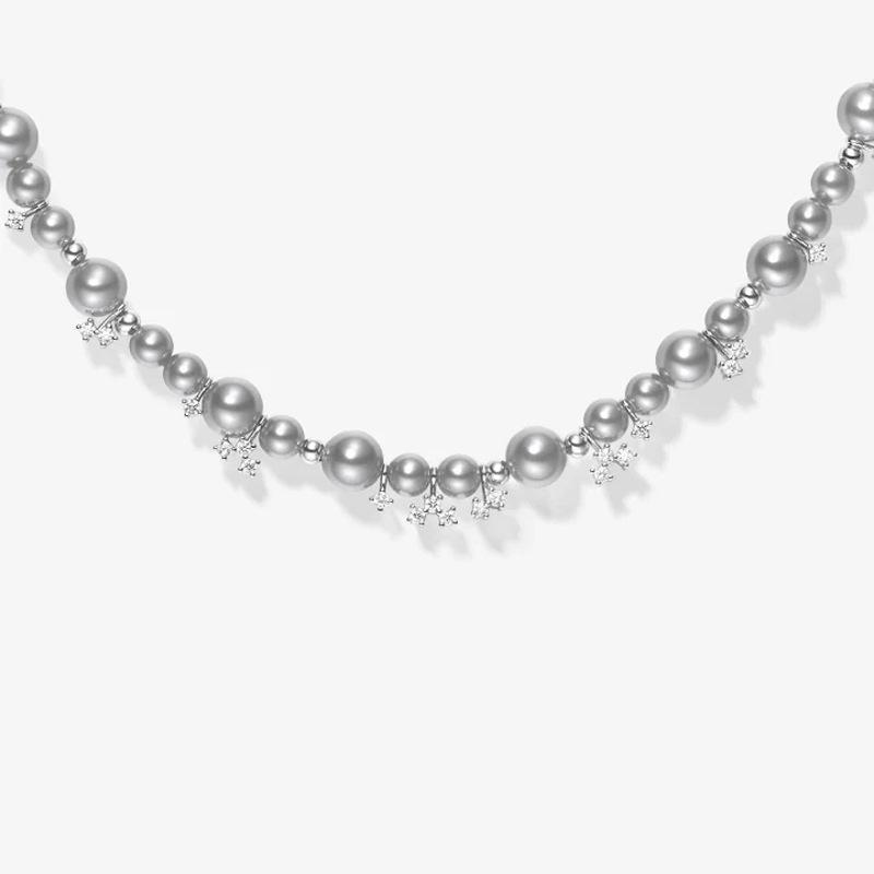 HEFANG Bubble Nebula Necklace - S925 Silver, White Pearl, Women s Valentine s Day Best Friend Gift Copper