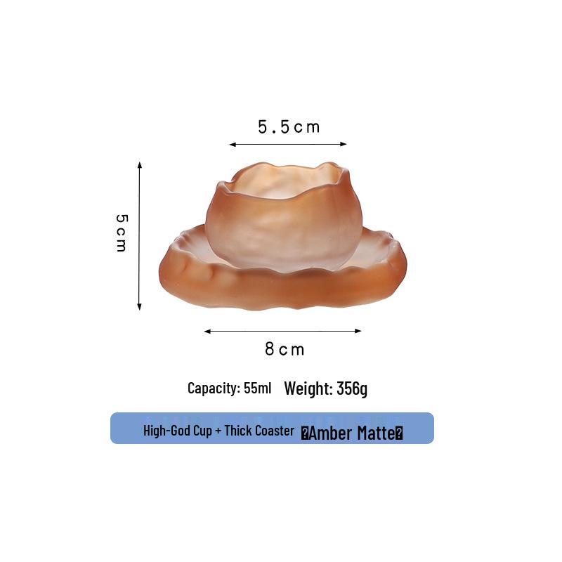 Frosted Japanese-Style Blown Glass Tea Cup - Thick, Irregular Design