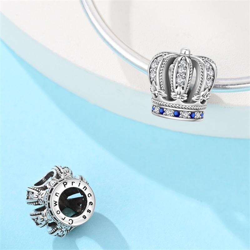 Crown Charms Skull Bead Original Copper Inlaid Zirconium Pendants Fit Bracelet Necklace Jewelry Lover Gift