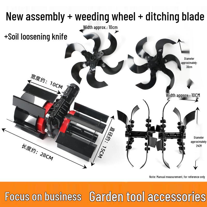 Atașament Multifuncțional de Dezburuienat cu Roată pentru Motocoasă pentru Cosit și Săpat