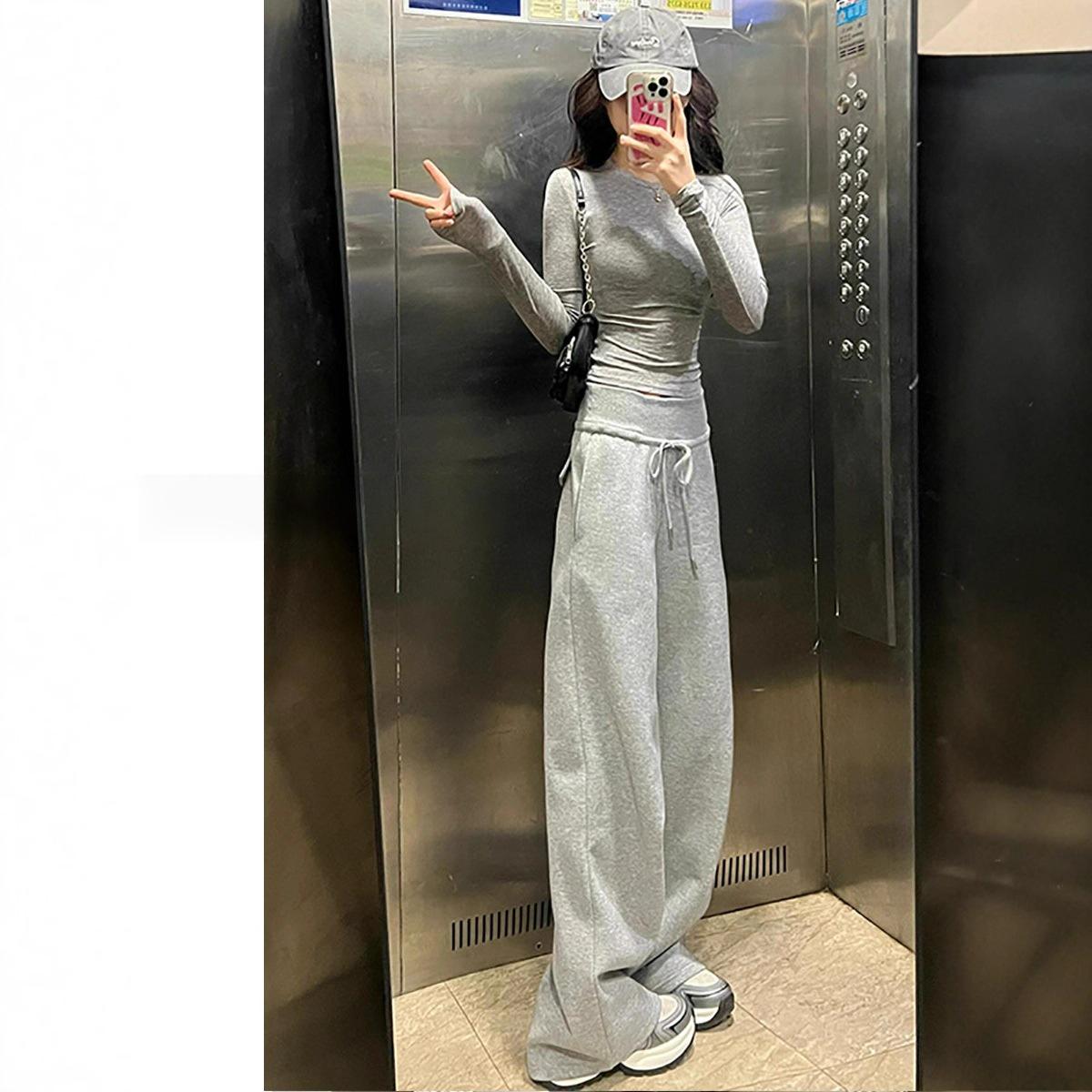 

Douyin Velvet High-Waisted Women s Slimming Sweatpants - 2026 New American Casual Straight Wide Leg Style 2XL (68-73 kg)