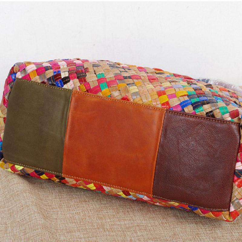 Lomantina Women'S Handbags Ladies Vertical Stylish Genuine Leather Handmade Bag Woven Casual Style Shoulder Tote For Lady Purse