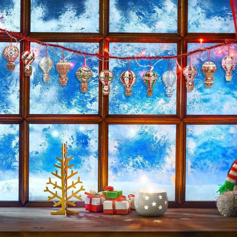 Weihnachtsmann Handgefertigte Holz Hängeornamente 12/24 Stück Fallschirmstil für Weihnachtsbaum Haus Feier Party Dekor