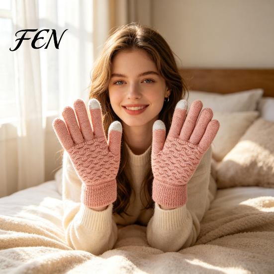 Cold Resistant Fleece Lined Gloves 1 Pair Winter Warm for Women Men, Versatile Outdoor Sports Weather Thermal Gloves, Thickened Knit Touchscreen