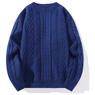 Herren Lässiger Pullover Langarm Rundhals Jacquard Jugend