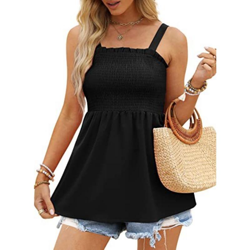 DAFIFY Moda damska Lato Wiosna Casual Jednokolorowy nadruk Bez rękawów Szelki T-shirty i topy z kwadratowym kołnierzykiem