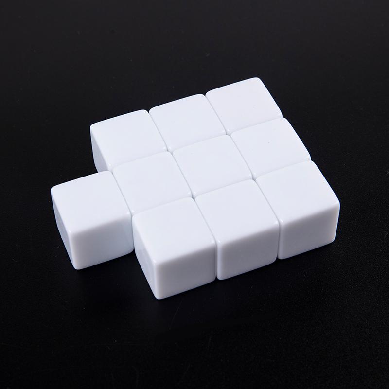 10pcs/pack New Acrylic 19mm White Blank Dice Teaching Props Game Accessories Mathematical Tools Square Corner No.19 Glossy Dice