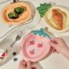 Alta Belleza Lindo Plato de Cerámica Plato para Fruta Postre Pastel Plato para Snacks Dim Sum Dibujo Animado Fresa Plato para el Hogar Cuenco de Cerámica