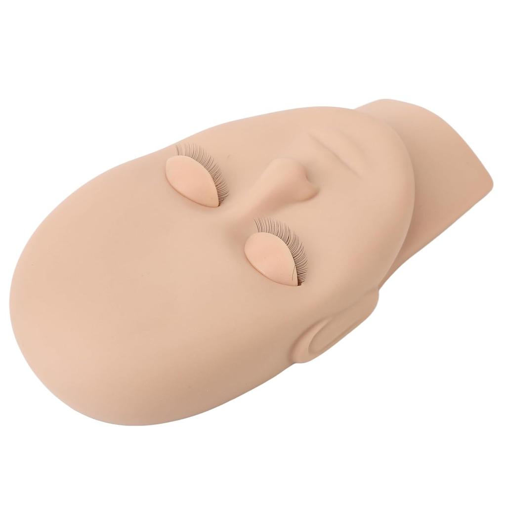 Lash Extension Practice Head with Removable Eyelids, 3D Realistic Facial Contour Mannequin for Eyelash Training, Soft Rubber Reusable Beauty Model,