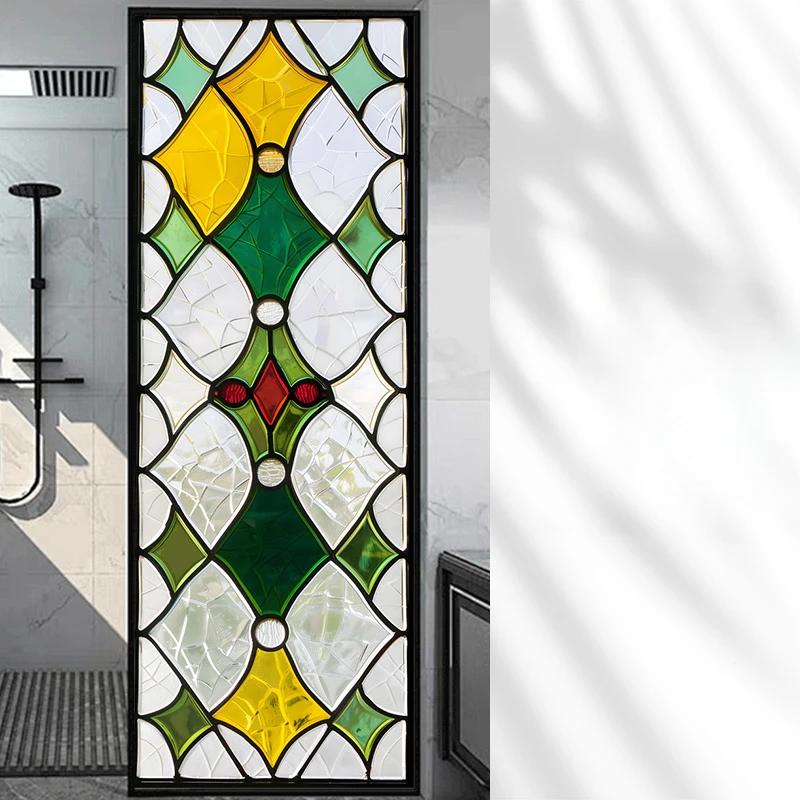 European Vintage Window Stained Glass Film Anti-peeping, Anti-light Electrostatic Scrub Window Sticker Stained Glass Decorative