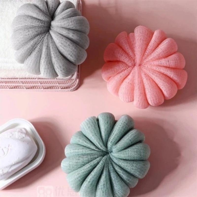 Pumpkin Shaped Bath Loofah Sponge With Extra Thick Soft Mesh Durable Hanging Rope For Daily Home Shower Bathing Use