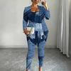 Plus Size Geometric Pattern Print 3 Piece Outfit, Long Sleeve Open Front Cardigan Cami Top Leggings Set for Women