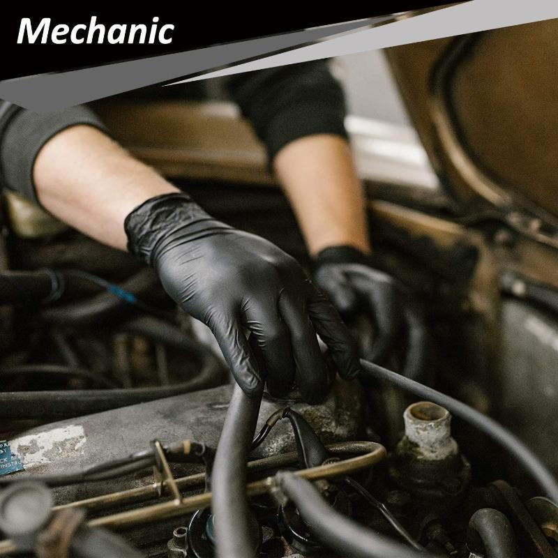 10/20/50/100pcs Disposable PVC Black Nitrile Gloves,Waterproof Latex Free,For Car Repair Food Safe Hair Dyeing Work Gloves