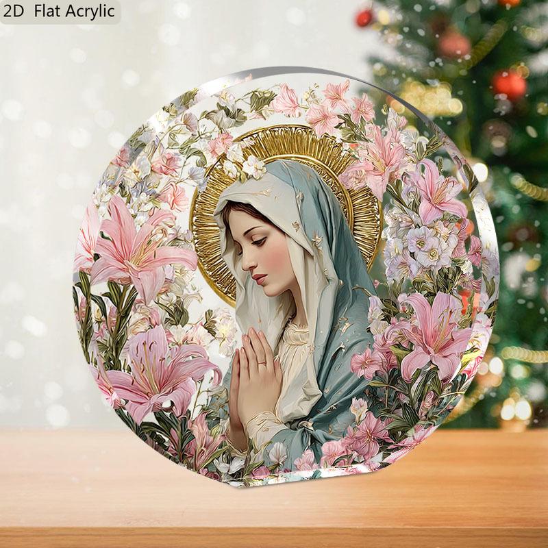 1pc Virgin Mary & Nativity Ornament - Religious Statue, Praying Hands Icon for Christmas, Holy Night Home/ Office/ Church Decor, Centerpiece Gift