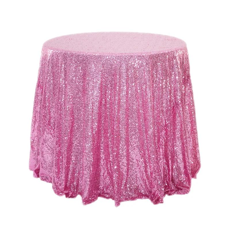 Wedding Banquet Decor Round Solid Color Tablecloth Cloth Art Sequin Table Cover for Party Cake Dessert Table Exhibition Events