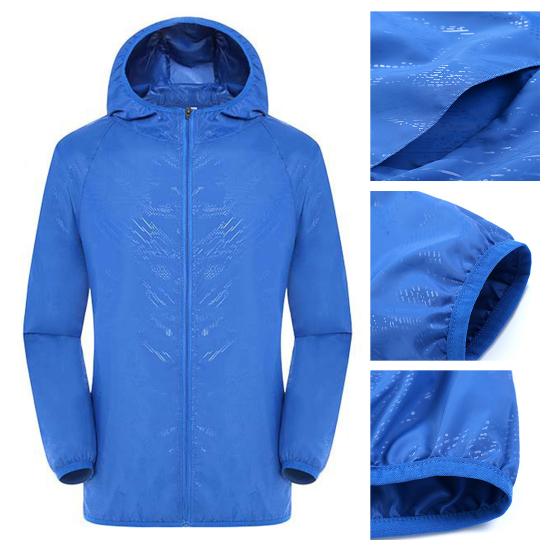 Sun Protection Jacket Windproof Waterproof Pockets Hooded Zipper UV-resistant Solid Color Men Women Outdoor Windbreaker Coat Daily Wear