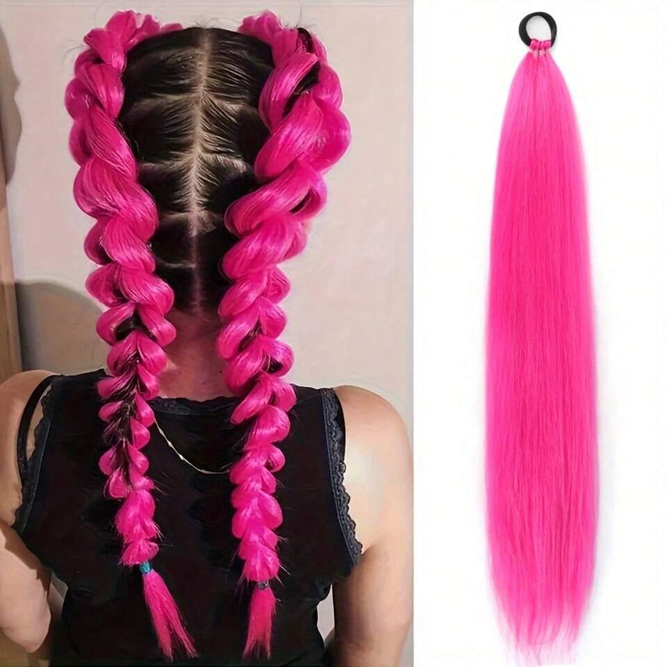 Estensioni Coda di Cavallo Sintetica Liscia Lunghe 70CM Elastico Versatile Parrucca Elegante Pezzi di Capelli per Donne alla Moda