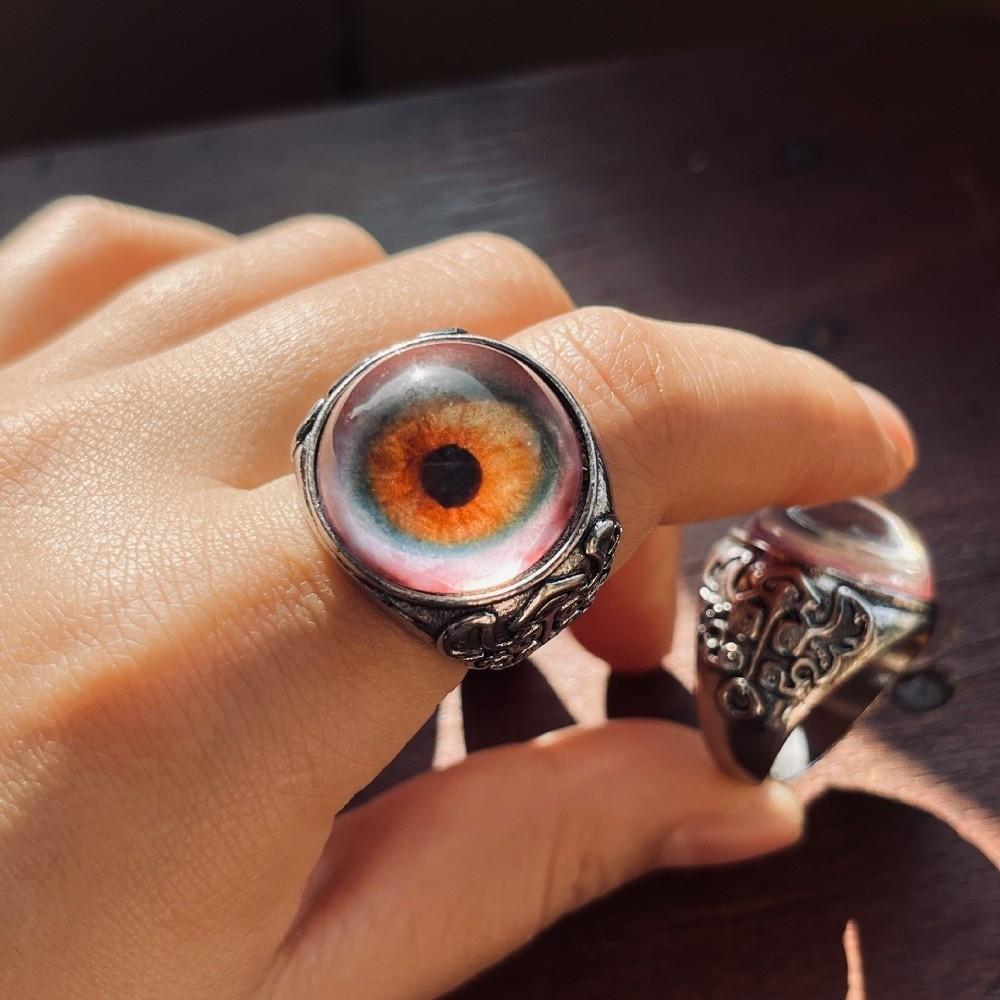 Resin Realistic Eyeball Rings Carving Patterns Realistic Bloodshot Eye Band Ring Women