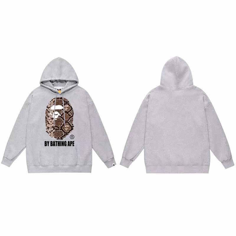 Mens Oversized Hooded Sweatshirt With Ape Head Print Heavyweight Cotton Long Sleeve Pullover Daily Wear