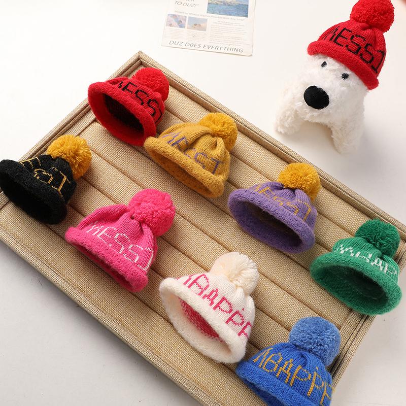 1Pcs Cute Doll House Doll Mini Woolen English Ball Hat Handmade Woven Knitted Woolen Head Covers Diy Decoration Toy For Children