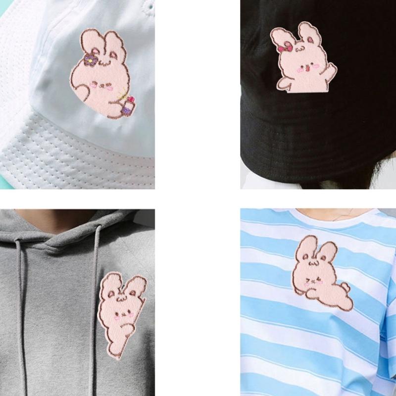 6 Pcs Cartoon Rabbits Iron On Patches Applique Patches Animal Repair Patches Embroidery Patches for Clothes Decoration