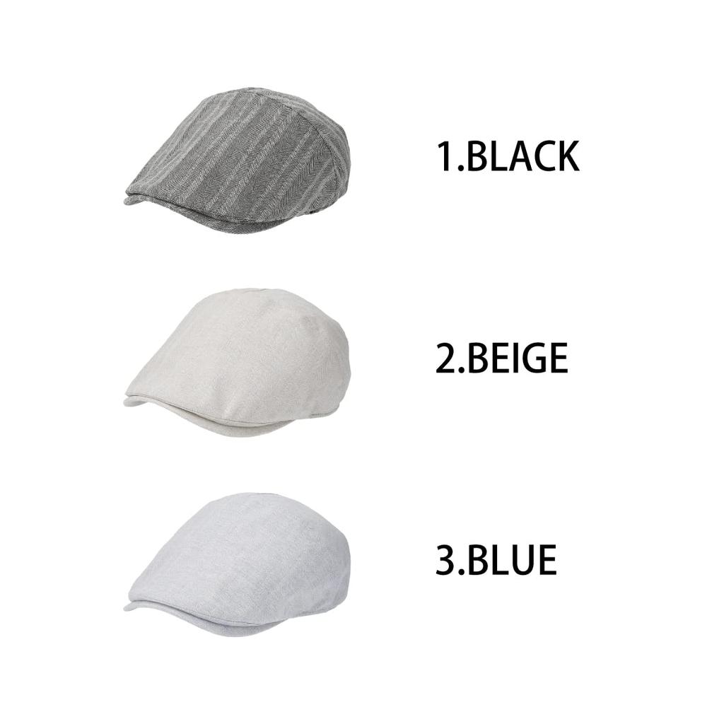 Basic Enchi Linen Herringbone Tuck Hunting Cap Lightweight and Breathable Linen Herringbone Hunting One Size Fits All and - Blend, Pattern, Cap,