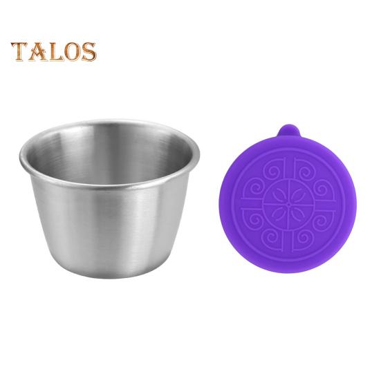 1/6Pcs Dipping Cup Stainless Steel Sauce Cup with Leakproof Lid 70ml Reusable Condiment Container for Lunch Boxes Picnics