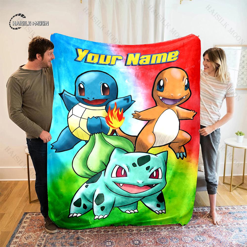 Free Shipping P-Pikachu C-charizard Print Blanket, for Bedroom Living Room Bed Sofa Office Nap Travel Camping Holiday Great Gift