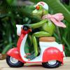 Nordic Elegant Leggy Frog Lady Figurines Shopping Frog Sculpture Resin Animal Statues Funny Frog Home Desktop Living Room Decor