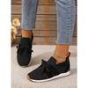 2025 New Style Flyknit Mesh Breathable Casual Lightweight Lace-Up Chunky Heel Women's Casual Flats Women's Size 43