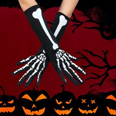 1 pár halloweenských kostlivých rukavic Noční světelný cosplay party rekvizita Unisex Strašidelný děsivý Fiver Fingers Halloweenská párty rukavice pro duchy Lebka punčochy