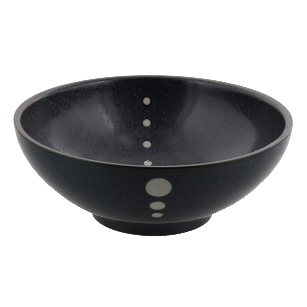Tableware East Noodle Bowl, Large, Black, Polka Dot, Monotone Series, 1,500cc
