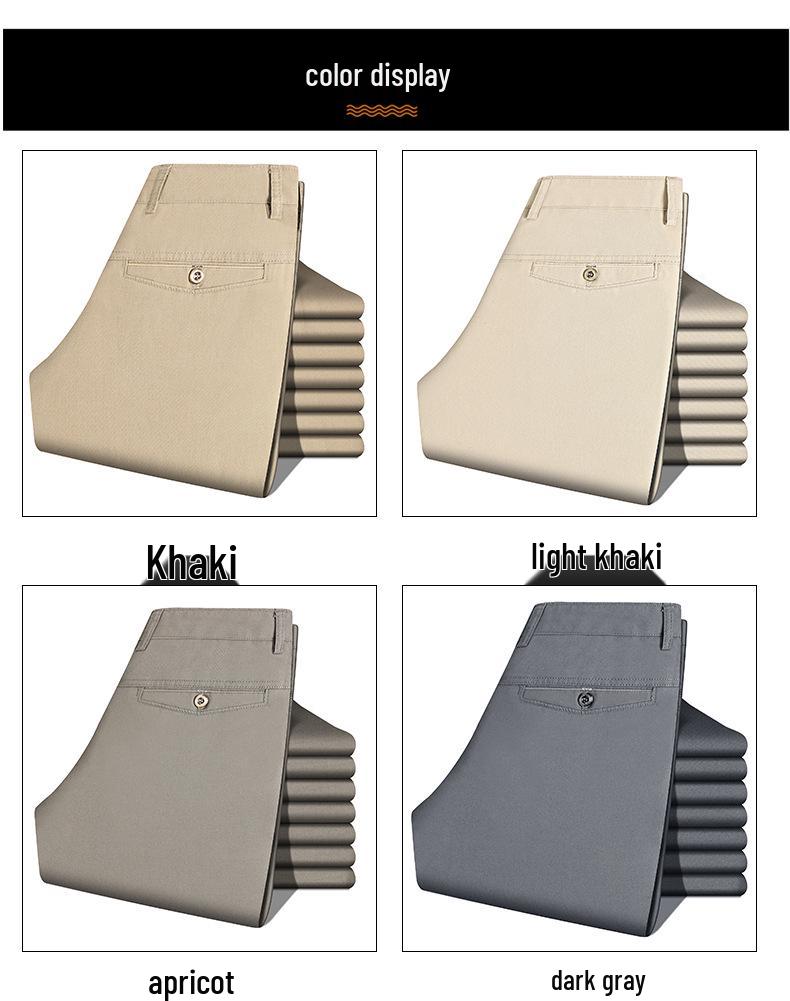 Men's Summer Cotton High-Waist Casual Trousers - Middle-Aged & Elderly 